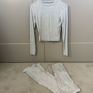 Gray Long Sleeve Top and Pants Set